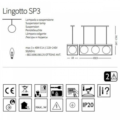 Підвісний світильник Ideal Lux LINGOTTO SP3 198125