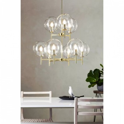 Люстра MarkSlojd Sweden CROWN Pendant 9L Brass/Clear 107920