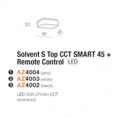 Потолочный светильник AZzardo Solvent S Top CCT Smart 45 Remote Control AZ4003