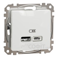 Розетка USB тип A+C 2.4A, білий, Sedna Design & Elements SDD111402, Schneider Electric