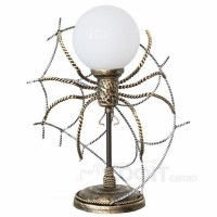 Настольная лампа кованая Паук на паутине 1 лампа старая бронза