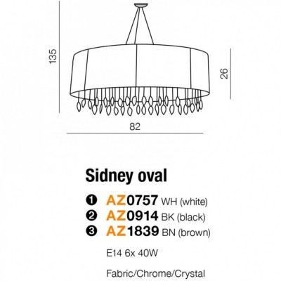 Люстра AZzardo SIDNEY OVAL BLACK AZ0914