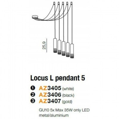 Підвісний світильник AZzardo LOCUS L PENDANT 5 WHITE AZ3406