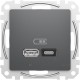Розетка USB тип A+C 45Вт, чорний, Sedna Design & Elements SDD114404, Schneider Electric