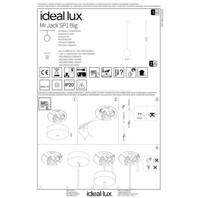 Подвесной светильник Ideal Lux MR JACK SP1 BIG NERO 231297