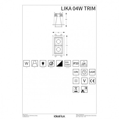 Точечный светильник Ideal Lux LIKA 04W TRIM 206196
