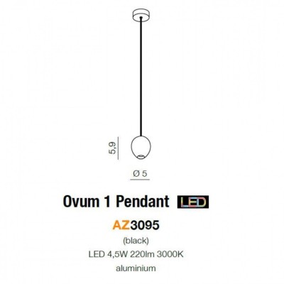 Підвісний світильник AZzardo OVUM 1 PENDANT BLACK AZ3095