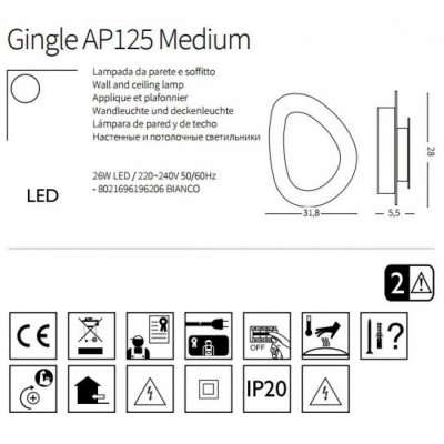 Бра Ideal Lux GINGLE AP D32 196206