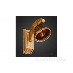 Бра деревянная ЧАШЕЧКИ 1 лампа Е14, дерево состаренное, керамика, D-14см, ФС 097