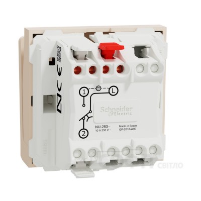 Вимикач картковий, з підсвічуванням, 10А, бежевий, Unica New, NU328344 Schneider Electric