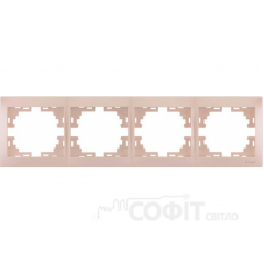 Рамка четырехпостовая горизонтальная Lezard Mira жемчужно белый перламутр 701-3000-149