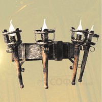 Бра из дерева Факел - Римский 4 лампы Старая Бронза, Дерево Состаренное темное (1/2 факела)