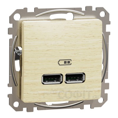 Розетка USB тип A+A 2.1A, береза, Sedna Design & Elements SDD180401, Schneider Electric