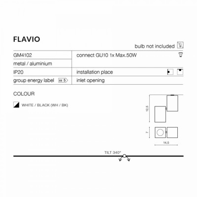 Точечный светильник AZzardo FLAVIO 1 WHITEBLACK AZ0791 Точечный светильник AZzardo FLAVIO 1 WHITEBLACK AZ0791
