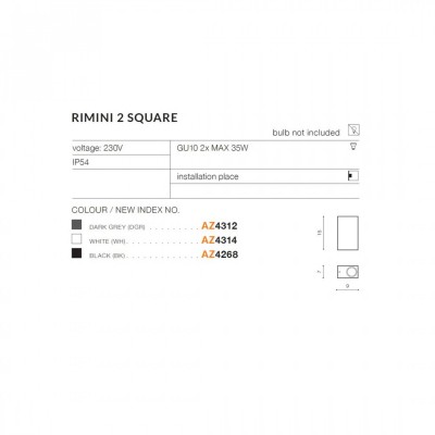 Бра AZzardo RIMINI 2 SQUARE WH AZ4314
