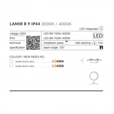 Точковий світильник AZzardo LAMIR R 9 4000K AZ4383