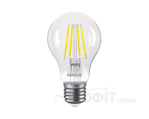 Лампа светодиодная A60 Maxus филамент 1-MFM-763 8W 4100K 220V E27 Clear