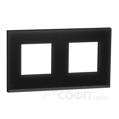 Рамка 2-постовая, черное стекло/антрацит, Unica New Pure, NU600486 Schneider Electric