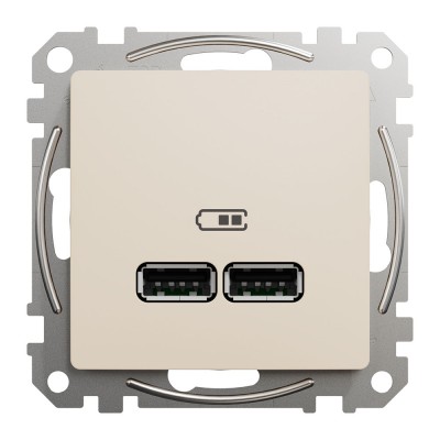 Розетка USB тип A+A 2.1A, бежевий, Sedna Design & Elements SDD112401, Schneider Electric