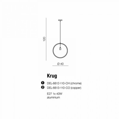 Подвесной светильник AZzardo KRUG CHROME AZ2112