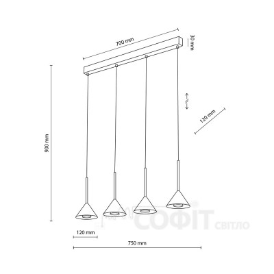 Підвісний світильник TK Lighting CONO BLACK MINI, 10305