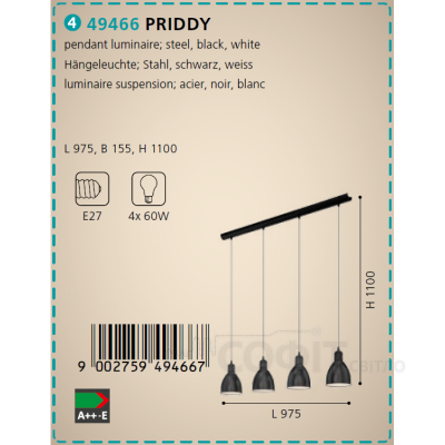 Светильник подвесной Eglo 49466 PRIDDY