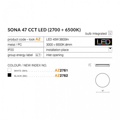 Потолочный светильник AZzardo SONA 47 CCT WHITE AZ2761