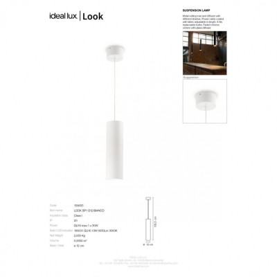 Підвісний світильник Ideal Lux LOOK SP1 D12 NERO 158723