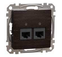 Розетка двойная компьютерная RJ45 кат. 5e UTP, венге, Sedna Design & Elements SDD181452, Schneider Electric
