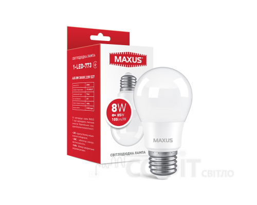 Лампа світлодіодна A60 Maxus 1-LED-773 A55 8W 3000K 220V E27