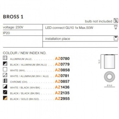 Точечный светильник AZzardo BROSS 1 BLACKALUMINIUM AZ0779 Точечный светильник AZzardo BROSS 1 BLACKALUMINIUM AZ0779