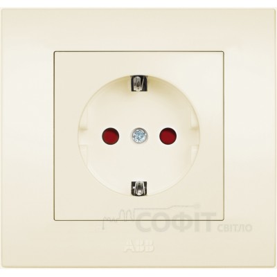 Розетка із заземленням зі шторками ABB Cosmo бежевий 619-010300-243