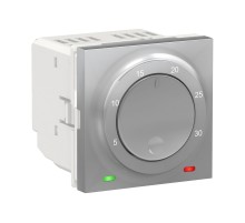 Термостат комнатный, встроенный датчик, 8А, 2 модуля, алюминий, Unica New, NU350130 Schneider Electric