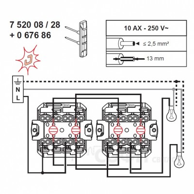 Переключатель двухклавишный на два направления  Legrand Valena IN'MATIC 752028