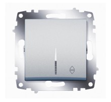 Выключатель 1 клавишный проходной с подсветкой LED ABB Cosmo алюминий 619-011000-210