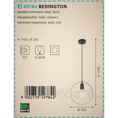 Светильник подвесной Eglo 49784 BEDINGTON