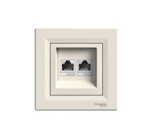 Розетка комп'ютерна. RJ45, кат.5е, UTP, подвійна, кремовий Asfora EPH4400123 Schneider Electric