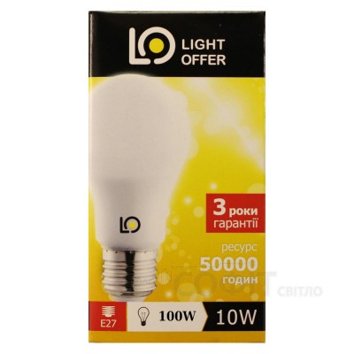 Світлодіодна лампа A60 LightOffer LED-10-022 10W 4000K 220V E27