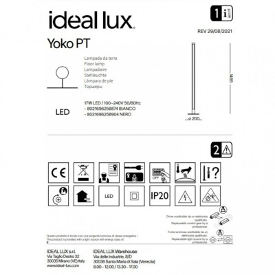 Торшер Ideal Lux Yoko pt 258904