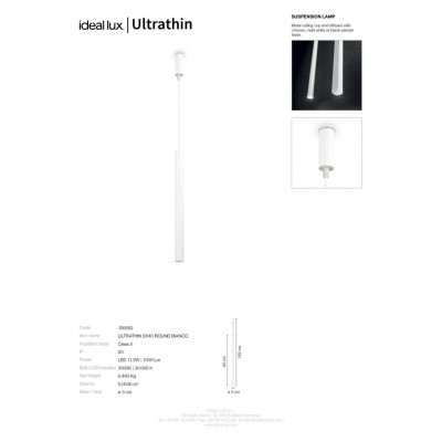 Подвесной светильник Ideal Lux ULTRATHIN D040 ROUND BIANCO 156682