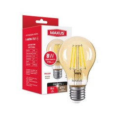 Лампа светодиодная A60 Maxus филамент 1-MFM-761 8W 2700K 220V E27 Golden