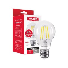 Лампа светодиодная A60 Maxus филамент 1-MFM-763 8W 4100K 220V E27 Clear