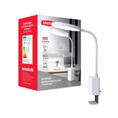 Настольная лампа аккумуляторная MAXUS Desk Lamp 10W 3CCT WH CLIP Battery, Белая, 1-MDL-10W-CLIP, на струбцине