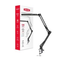 Настільна лампа MAXUS Desk Lamp 10W 3CCT Metal CLIP WH, Чорна, 1-MDL-10W-MCLB, на струбцині