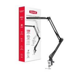 Настольная лампа MAXUS Desk Lamp 10W 3CCT Metal CLIP WH, Черная, 1-MDL-10W-MCLB, на струбцине