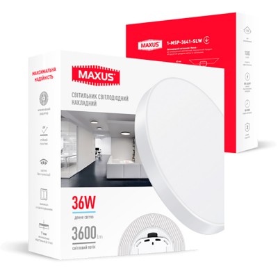 Світильник накладний 1-MSP-3641-SLW MAXUS SP Ceiling 36W 4100K Circle Slim White