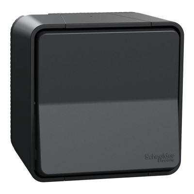 Накладний кнопковий вимикач в зборі, вологозахищений IP55, чорний, Schneider Electric Mureva Styl, MUR35026