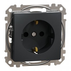 Розетка із заземленням та захисними шторками, чорний, Sedna Design & Elements SDD114022, Schneider Electric