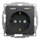 Розетка із заземленням та захисними шторками + 2 USB тип А, чорний, Sedna Design & Elements SDD114052, Schneider Electric