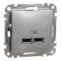 Розетка USB тип A+A 2.1A, алюміній, Sedna Design & Elements SDD113401, Schneider Electric